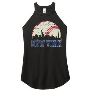 New York Retro Baseball Lover Met At Game Day Women's Perfect Tri Rocker Tank