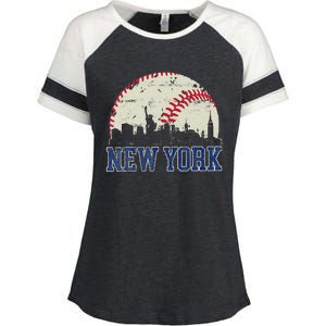 New York Retro Baseball Lover Met At Game Day Enza Ladies Jersey Colorblock Tee