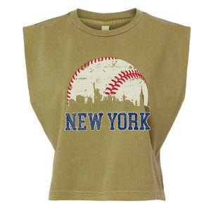 New York Retro Baseball Lover Met At Game Day Garment-Dyed Women's Muscle Tee