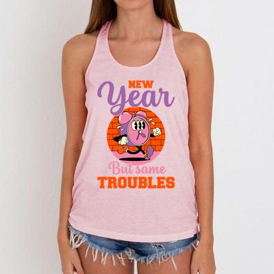 New Year Same Me Poke Fun At New YearS Resolutions Gift Women's Knotted Racerback Tank