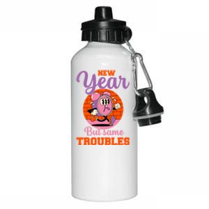 New Year Same Me Poke Fun At New YearS Resolutions Gift Aluminum Water Bottle