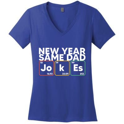 New Year Same Dad Jokes Funny FatherS Day Dad Humor Gift Women's V-Neck T-Shirt