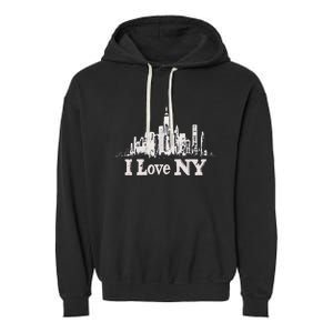 New Yorker Skiline Design Women New York Garment-Dyed Fleece Hoodie