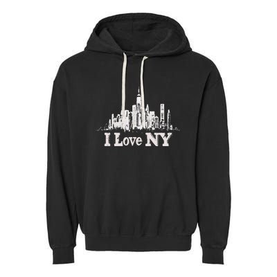 New Yorker Skiline Design Women New York Garment-Dyed Fleece Hoodie