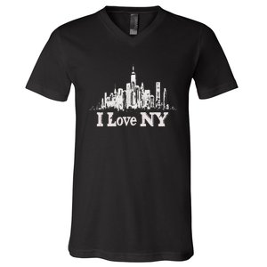 New Yorker Skiline Design Women New York V-Neck T-Shirt