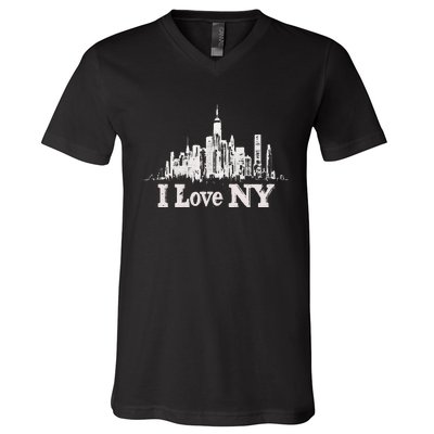 New Yorker Skiline Design Women New York V-Neck T-Shirt