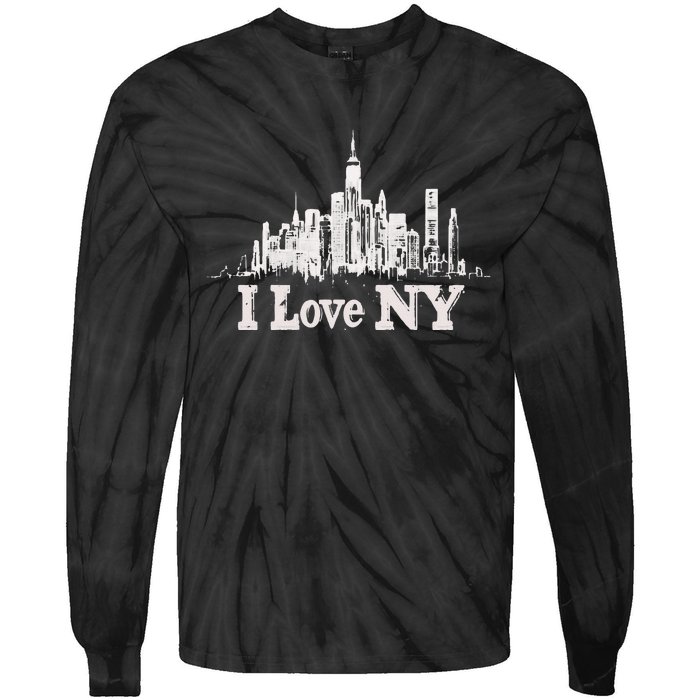 New Yorker Skiline Design Women New York Tie-Dye Long Sleeve Shirt