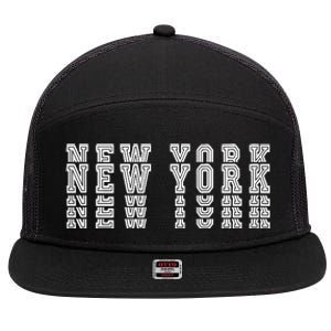 New York Stacked 7 Panel Mesh Trucker Snapback Hat