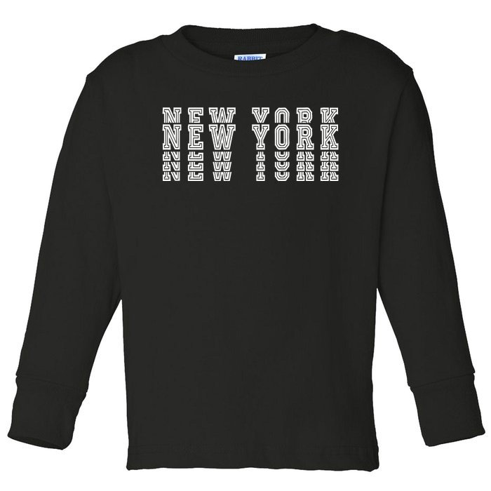 New York Stacked Toddler Long Sleeve Shirt