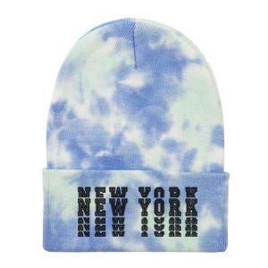 New York Stacked Tie Dye 12in Knit Beanie