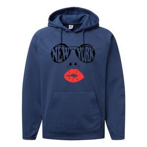 New York Summer Coral Lips National Sunglasses Day Cute Gift Performance Fleece Hoodie