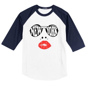 New York Summer Coral Lips National Sunglasses Day Cute Gift Baseball Sleeve Shirt