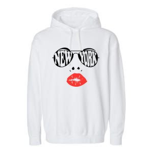 New York Summer Coral Lips National Sunglasses Day Cute Gift Garment-Dyed Fleece Hoodie