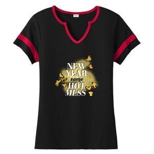 New Year Same Hot Mess Ladies Halftime Notch Neck Tee