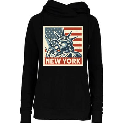 New York Stamp For Travellers And Tourists Womens Funnel Neck Pullover Hood