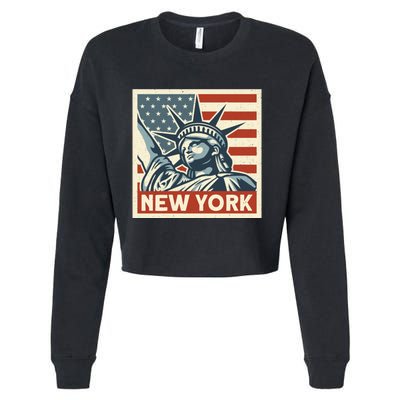 New York Stamp For Travellers And Tourists Cropped Pullover Crew