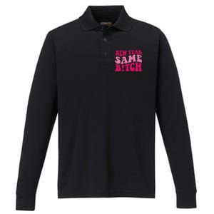 New Year Same Bitch Cute Gift Performance Long Sleeve Polo