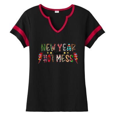 New Year Same Hot Mess Christmas Family Matching Pajamas Meaningful Gift Ladies Halftime Notch Neck Tee