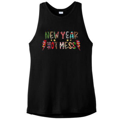 New Year Same Hot Mess Christmas Family Matching Pajamas Meaningful Gift Ladies PosiCharge Tri-Blend Wicking Tank