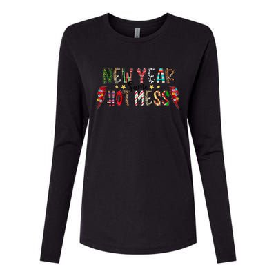 New Year Same Hot Mess Christmas Family Matching Pajamas Meaningful Gift Womens Cotton Relaxed Long Sleeve T-Shirt