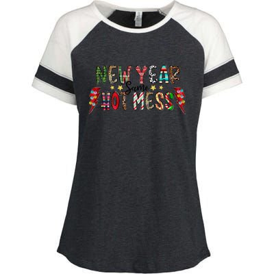 New Year Same Hot Mess Christmas Family Matching Pajamas Meaningful Gift Enza Ladies Jersey Colorblock Tee