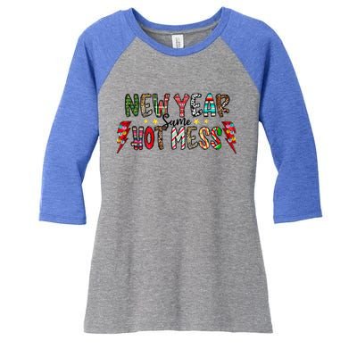 New Year Same Hot Mess Christmas Family Matching Pajamas Meaningful Gift Women's Tri-Blend 3/4-Sleeve Raglan Shirt