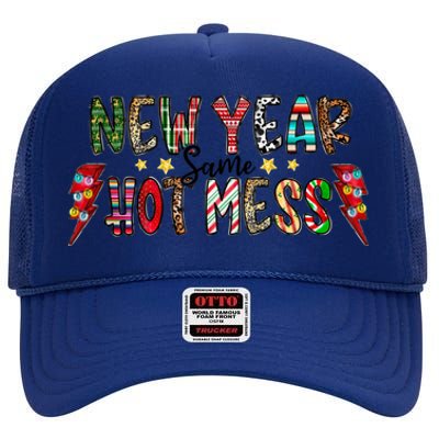 New Year Same Hot Mess Christmas Family Matching Pajamas Meaningful Gift High Crown Mesh Back Trucker Hat