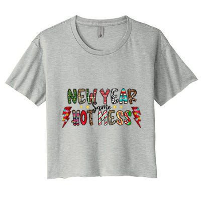 New Year Same Hot Mess Christmas Family Matching Pajamas Meaningful Gift Women's Crop Top Tee