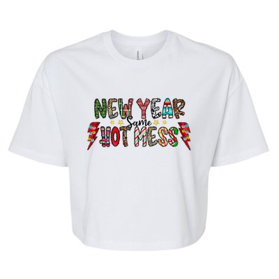 New Year Same Hot Mess Christmas Family Matching Pajamas Meaningful Gift Bella+Canvas Jersey Crop Tee