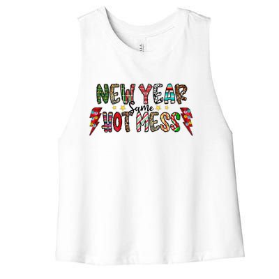 New Year Same Hot Mess Christmas Family Matching Pajamas Meaningful Gift Women's Racerback Cropped Tank