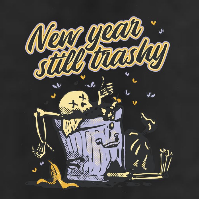 New Years Still Trashy Funny NYE 7 Panel Mesh Trucker Snapback Hat
