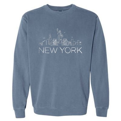 New York Skyline Statue of Liberty I Love New York Garment-Dyed Sweatshirt