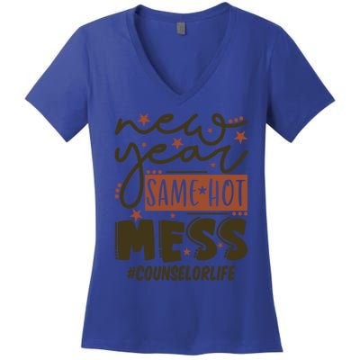 New Year Same Hot Mess Counselor Life Gift Women's V-Neck T-Shirt