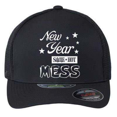 New Year Same Hot Mess Crazy Life Busy Mom Holiday Party Great Gift Flexfit Unipanel Trucker Cap