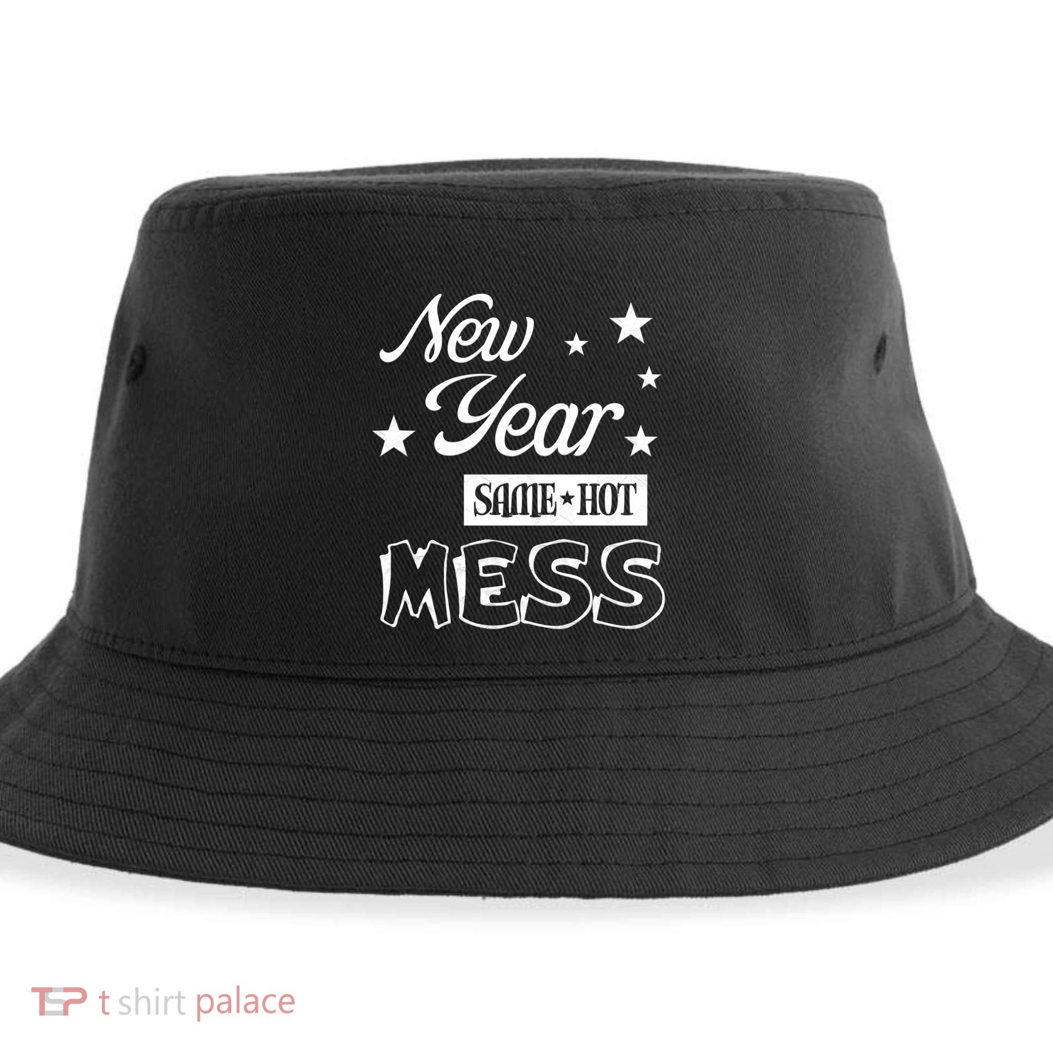 New Year Same Hot Mess Crazy Life Busy Mom Holiday Party Great Gift Sustainable Bucket Hat