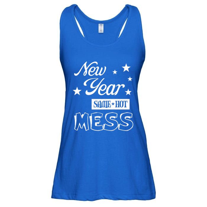 New Year Same Hot Mess Crazy Life Busy Mom Holiday Party Great Gift Ladies Essential Flowy Tank