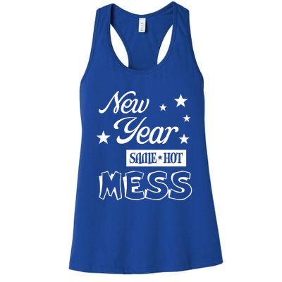 New Year Same Hot Mess Crazy Life Busy Mom Holiday Party Great Gift Women's Racerback Tank