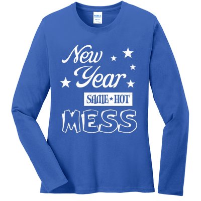 New Year Same Hot Mess Crazy Life Busy Mom Holiday Party Great Gift Ladies Long Sleeve Shirt