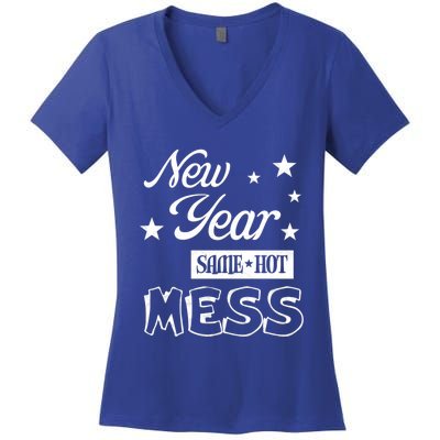 New Year Same Hot Mess Crazy Life Busy Mom Holiday Party Great Gift Women's V-Neck T-Shirt