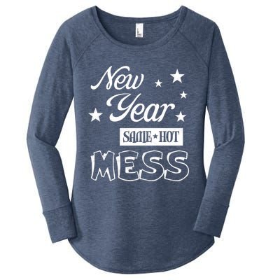 New Year Same Hot Mess Crazy Life Busy Mom Holiday Party Great Gift Women's Perfect Tri Tunic Long Sleeve Shirt