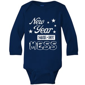 New Year Same Hot Mess Crazy Life Busy Mom Holiday Party Great Gift Baby Long Sleeve Bodysuit