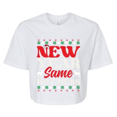 New Year Same Hot Mess Funny Graphic Graphic Gift Bella+Canvas Jersey Crop Tee