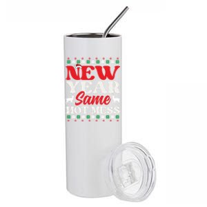 New Year Same Hot Mess Funny Graphic Graphic Gift Stainless Steel Tumbler