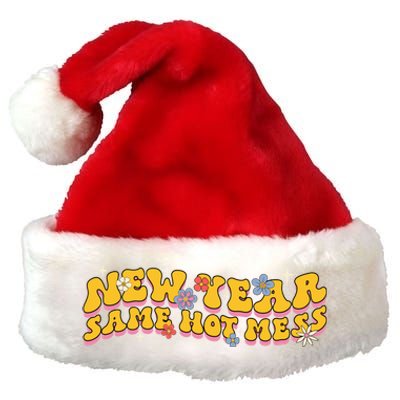 New Year Same Hot Mess Funny Groovy Gift Premium Christmas Santa Hat