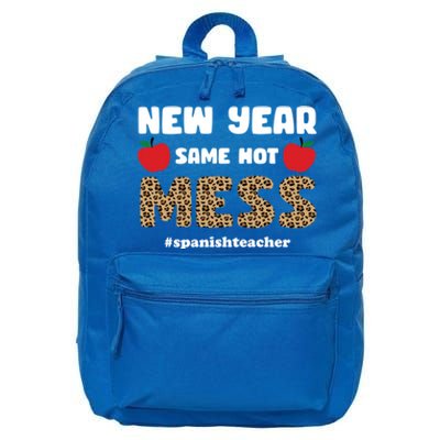 New Year Same Hot Mess Funny Spanish Teacher Gift 16 in Basic Backpack