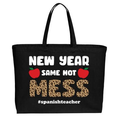 New Year Same Hot Mess Funny Spanish Teacher Gift Cotton Canvas Jumbo Tote