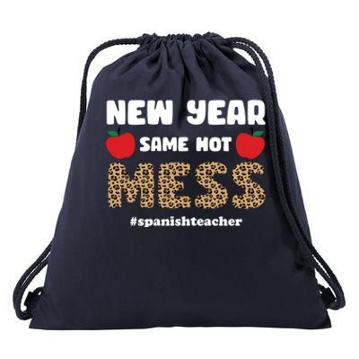 New Year Same Hot Mess Funny Spanish Teacher Gift Drawstring Bag