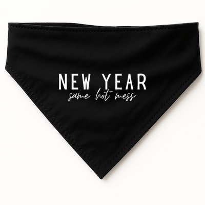New Year Same Hot Mess New YearS Eve Day Funny Cool Gift USA-Made Doggie Bandana