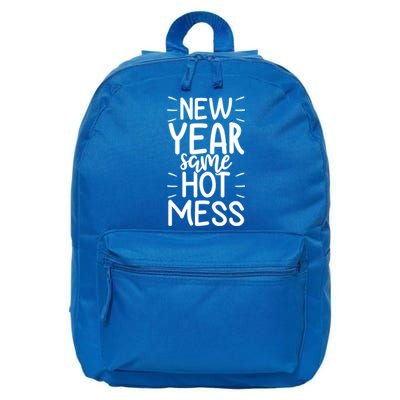 New Year Same Hot Mess Outfit Funny New Years Gift 16 in Basic Backpack