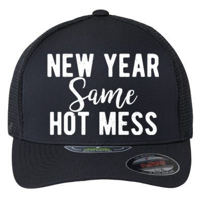 New Year Same Hot Mess Resolutions Workout Funny Party Funny Gift Flexfit Unipanel Trucker Cap